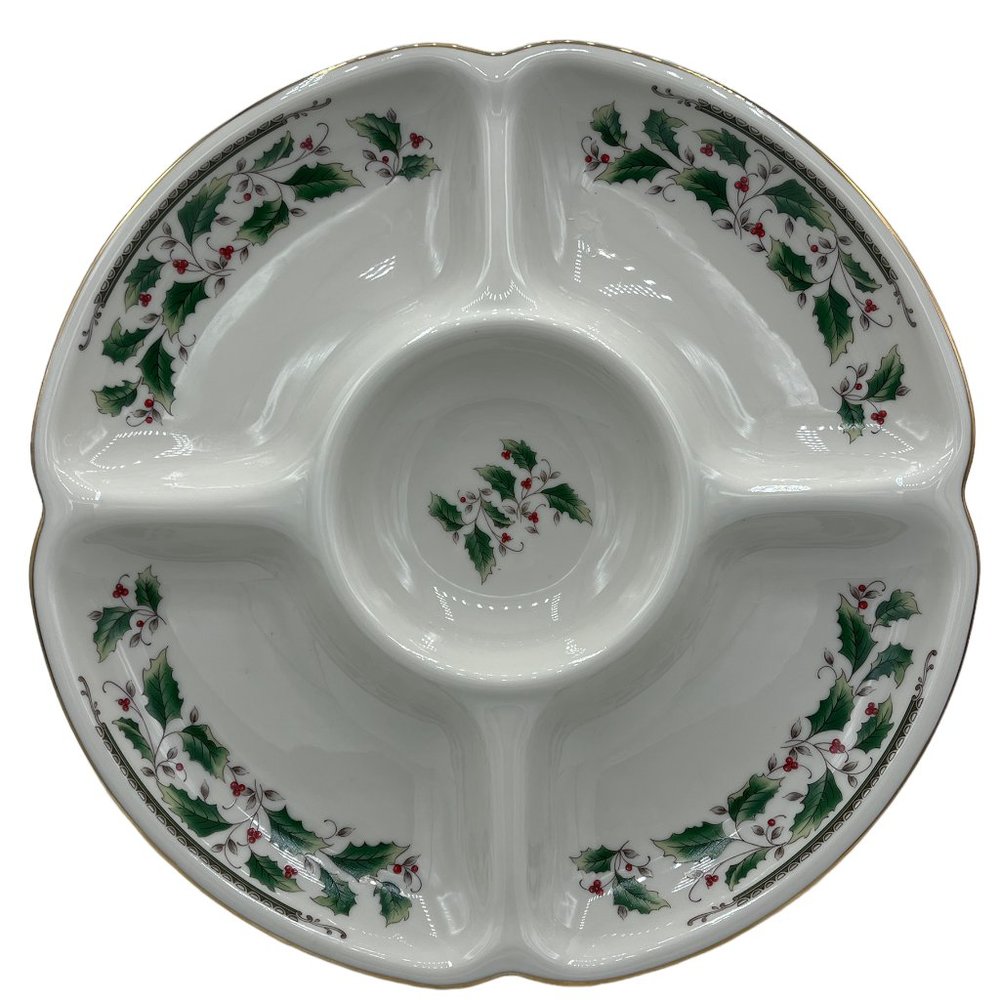Holly Holiday by Royal Limited 5 Part Relish Divided Serving Platter
